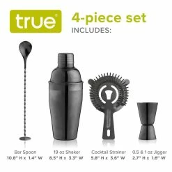 True Barware Set Cocktail Bar Tools with Cobbler Shaker with Lid, Double Jigger, Muddler Bar Spoon, Hawthorne Strainer -Bar Accessories Sales cocktail sets 8175 4f 1000