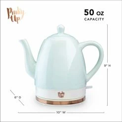 Pinky Up Noelle 1.5 L Ceramic Electric Tea Kettle, Mint, Rose Gold, Gooseneck Spout, Cordless Design by Pinky Up (Accessories) -Bar Accessories Sales cocktail sets 8312 c3 1000