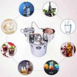 Alcohol Still 5 Gal. Stainless Steel Water Alcohol Distiller Home Brewing Kit with Thumper Keg for DIY Wine by SEEUTEK -Bar Accessories Sales cocktail sets bz 107 fa 1000