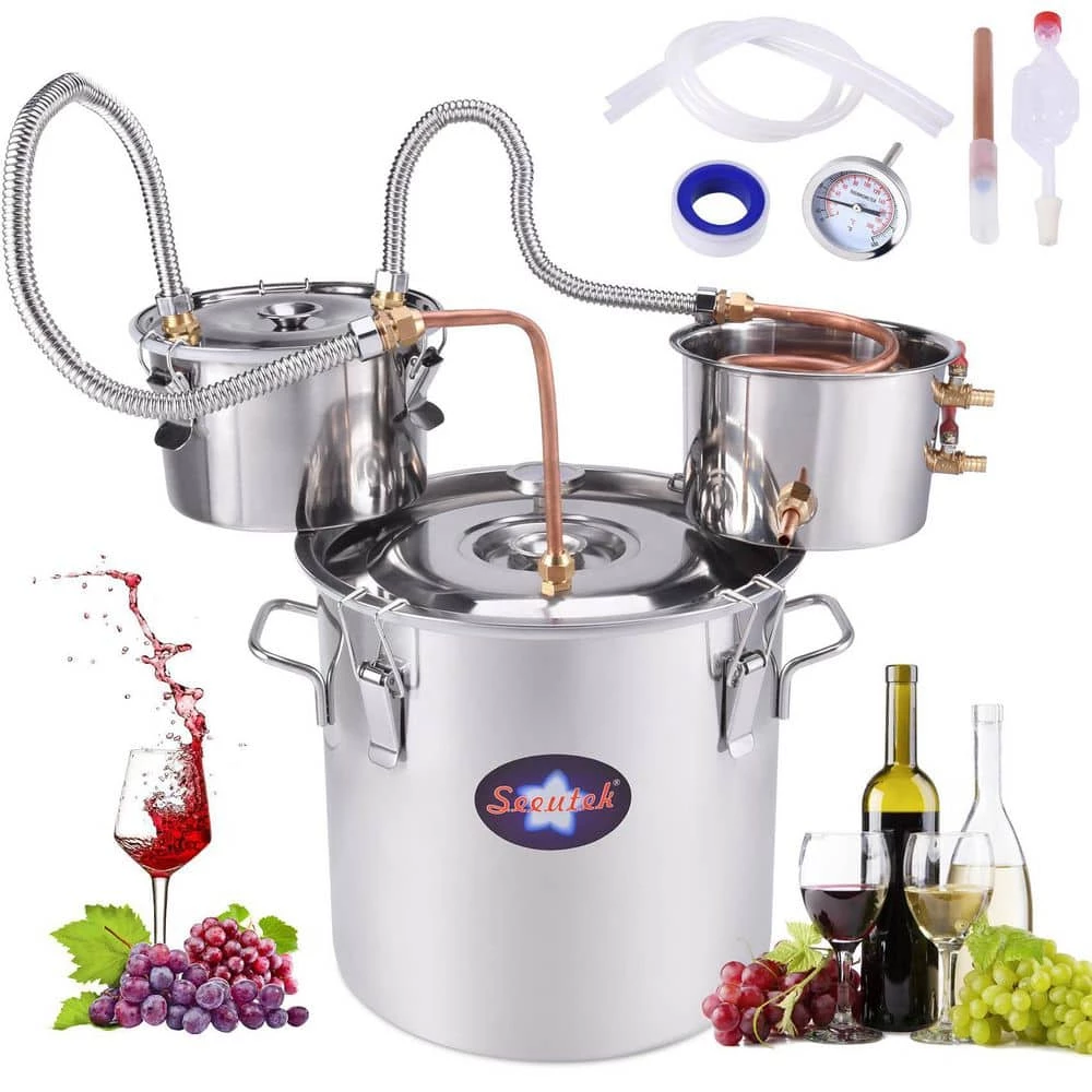 Alcohol Still 5 Gal. Stainless Steel Water Alcohol Distiller Home Brewing Kit with Thumper Keg for DIY Wine by SEEUTEK 1 Alcohol Still 5 Gal. Stainless Steel Water Alcohol Distiller Home Brewing Kit with Thumper Keg for DIY Wine by SEEUTEK
