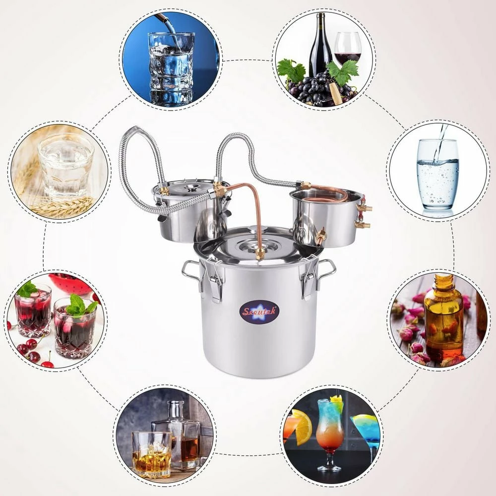 Alcohol Still 5 Gal. Stainless Steel Water Alcohol Distiller Home Brewing Kit with Thumper Keg for DIY Wine by SEEUTEK 6 Alcohol Still 5 Gal. Stainless Steel Water Alcohol Distiller Home Brewing Kit with Thumper Keg for DIY Wine by SEEUTEK - Image 6