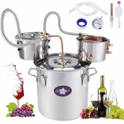 Alcohol Still 10 Gal. Stainless Steel Water Alcohol Distiller Home Brewing Kit with Thumper Keg for DIY Wine by SEEUTEK