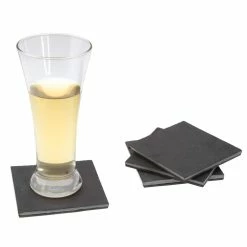 Natural Dark Gray Slate Coaster 4 in. x 4 in. (Set of 4) by Creative Home -Bar Accessories Sales creative home cocktail sets 73472 1f 1000