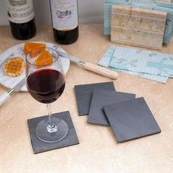 Natural Dark Gray Slate Coaster 4 in. x 4 in. (Set of 4) by Creative Home -Bar Accessories Sales creative home cocktail sets 73472 31 1000