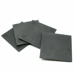 Natural Dark Gray Slate Coaster 4 in. x 4 in. (Set of 4) by Creative Home