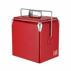 7 Qt. 6-Bottle Vintage Red Metal Cooler by Foster & Rye