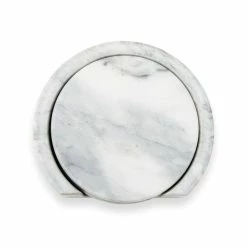 White Polished Marble Drink Coasters with Holder (Set of 4) by Fox Run -Bar Accessories Sales fox run cocktail sets 48778 44 1000