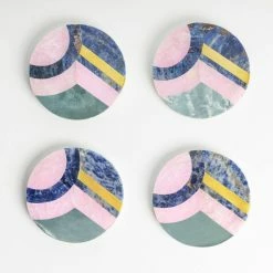 Provence White Marble Coasters (Set of 4) by GAURI KOHLI -Bar Accessories Sales gauri kohli cocktail sets gk51059 1f 1000