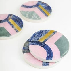 Provence White Marble Coasters (Set of 4) by GAURI KOHLI -Bar Accessories Sales gauri kohli cocktail sets gk51059 44 1000