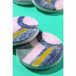 Provence White Marble Coasters (Set of 4) by GAURI KOHLI