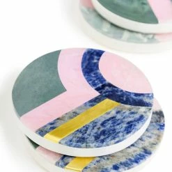 Provence White Marble Coasters (Set of 4) by GAURI KOHLI -Bar Accessories Sales gauri kohli cocktail sets gk51059 fa 1000