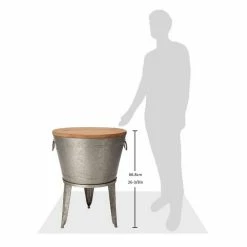26.29 in. H Gray Galvanized Beverage Tub with Metal Stand or Accent Table with Firwood Lid by Glitzhome -Bar Accessories Sales glitzhome ice buckets 2003800001 44 1000