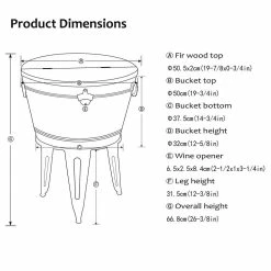 26.29 in. H Gray Galvanized Beverage Tub with Metal Stand or Accent Table with Firwood Lid by Glitzhome -Bar Accessories Sales glitzhome ice buckets gh2003800001 1f 1000