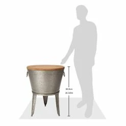 26.29 in. H Gray Galvanized Beverage Tub with Metal Stand or Accent Table with Firwood Lid by Glitzhome -Bar Accessories Sales glitzhome ice buckets gh2003800001 44 1000