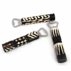 Mixed Design, African Batik Bone Bottle Opener (Set of 3) by Global Crafts