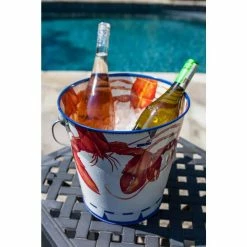 11 in. 3 Gal. Lobster Decorative Steel Pail with Handle by Golden Rabbit -Bar Accessories Sales golden rabbit ice buckets ls13 31 1000