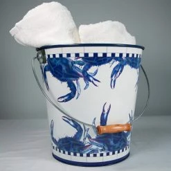 2 qt. Blue Crab Decorative Steel Pail by Golden Rabbit -Bar Accessories Sales golden rabbit ice buckets se14 31 1000