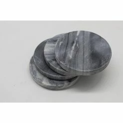 Grey Marble Round Coasters (4-Piece Set) by Jodhpuri