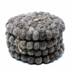 Dark Grey Felt Ball Coasters (4-Pack) by Global Craft