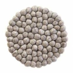 Round Light Grey Felt Ball Trivets by Global Craft