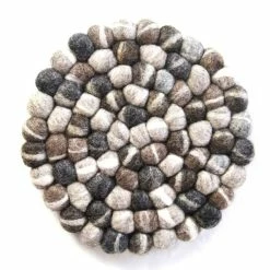 Round Tie Dye Grey Felt Ball Trivet by Global Craft