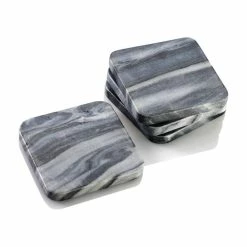 Square Grey Marble Coasters (4-Pieces) by Mascot Hardware