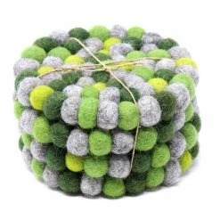 Chakra Greens Felt Ball Coasters (4-Pack) by Global Craft