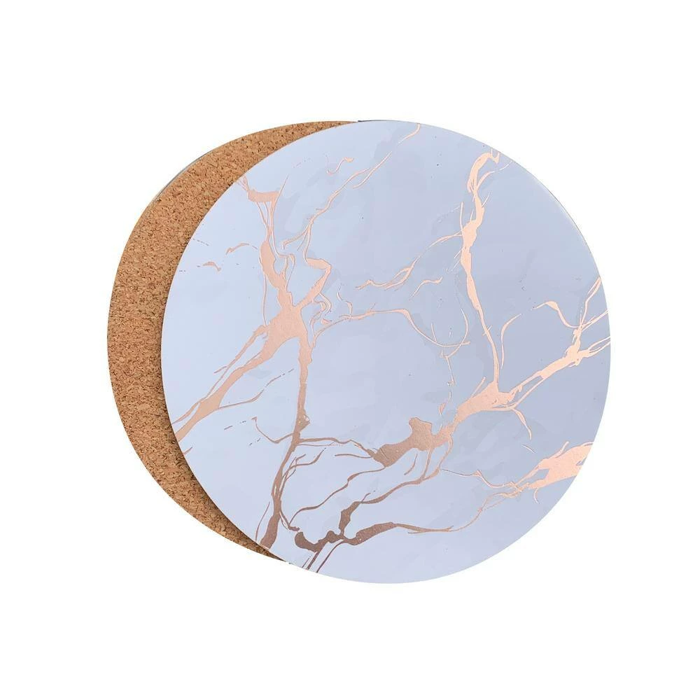 Marble Cork 4 in. x 4 in. Round Greens Golds Coaster (Set of 8) by Dainty Home 3 Marble Cork 4 in. x 4 in. Round Greens Golds Coaster (Set of 8) by Dainty Home - Image 3