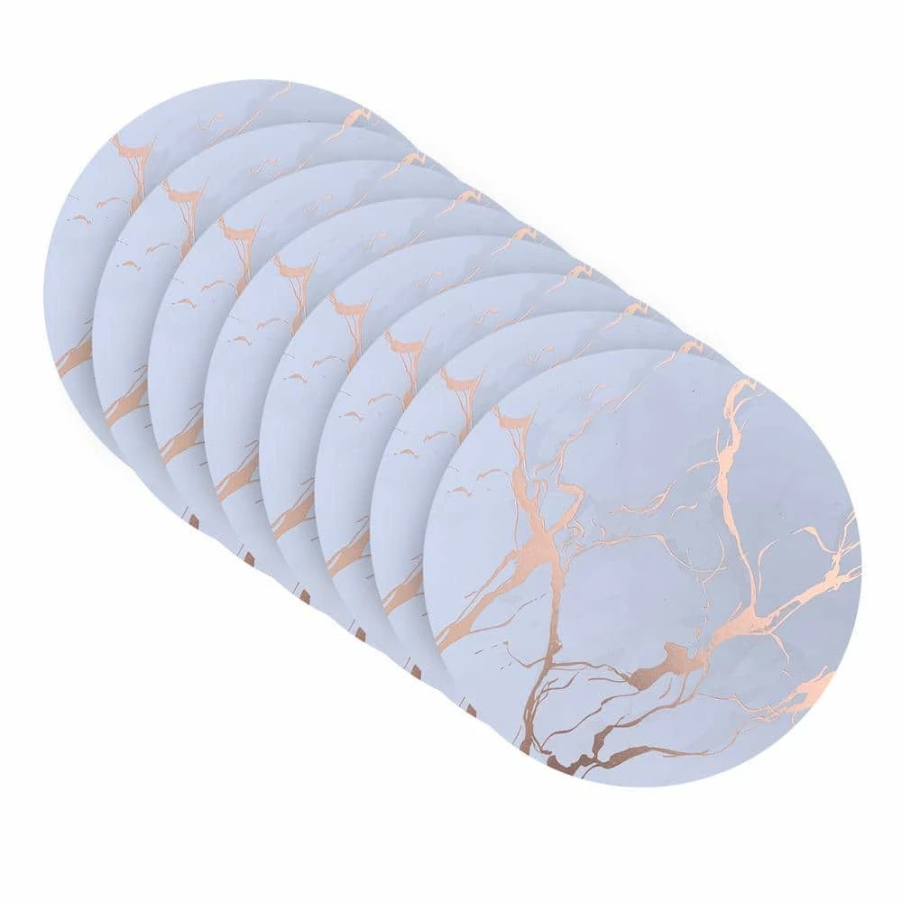 Marble Cork 4 in. x 4 in. Round Greens Golds Coaster (Set of 8) by Dainty Home 1 Marble Cork 4 in. x 4 in. Round Greens Golds Coaster (Set of 8) by Dainty Home