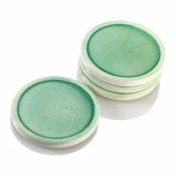Ceramic Round 4-Pieces Green Coasters by Mascot Hardware
