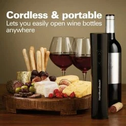 Black Modern Cordless Elecrtric Wine Opener by Hamilton Beach -Bar Accessories Sales hamilton beach wine openers 76610 c3 1000