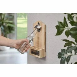 Pine Wood Bottle Opener with Satin Nickel Opener and Cap Catcher by Home Decorators Collection -Bar Accessories Sales home decorators collection bottle openers 63092 31 1000