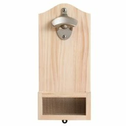 Pine Wood Bottle Opener with Satin Nickel Opener and Cap Catcher by Home Decorators Collection