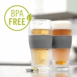 16 oz. Grey Freeze Beer Glass, Freezer Gel Chiller Double Wall Plastic Froz.en Pint Glass (Set of 1) by HOST -Bar Accessories Sales host cocktail sets 2969 fa 1000