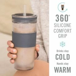 Double Wall Insulated Freezable Drink Chilling Tumbler with Freezing Gel Glasses for Red and White Wine, Grey by HOST -Bar Accessories Sales host cocktail sets 4274 1f 1000