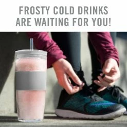 Double Wall Insulated Freezable Drink Chilling Tumbler with Freezing Gel Glasses for Red and White Wine, Grey by HOST -Bar Accessories Sales host cocktail sets 4274 4f 1000