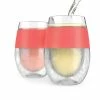 8.5 oz. Coral Wine Freeze Cooling Cup Double Wall Insulated Freezable Drink Chilling Tumbler, Wine Glasses (Set of 2) by HOST