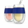 8.5 oz. Blue Wine Freeze Cooling Cup Double Wall Insulated Freezable Drink Chilling Tumbler, Wine Glasses (Set of 2) by HOST