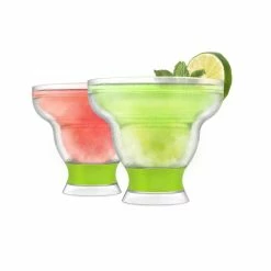 12 oz. Green Freeze Stemless Margarita Glass Insulated Gel Chiller, Double Wall Froz.en Cocktail Cups (Set of 2) by HOST