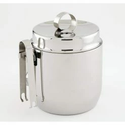 Ice Bucket 5.875 in. 1.25 qt. Silver Metallic Ice Bucket "with" Ice Tongs by AM American METALCRAFT, Inc.