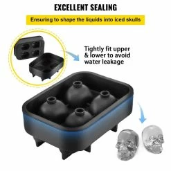 Skull Ice Cube Tray 4-Grid Skull Ice Ball Maker 1.6 in.x1.8 in. Each Flexible Black Silicone Ice Tray with Lid & Funnel by VEVOR 12 Skull Ice Cube Tray 4-Grid Skull Ice Ball Maker 1.6 in.x1.8 in. Each Flexible Black Silicone Ice Tray with Lid & Funnel by VEVOR -Bar Accessories Sales ice trays bjljtbg4g00000001v0 44 1000