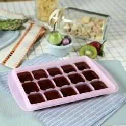 Pink Easily Pops Out 15-Compartments Ice Cube Tray with Lid (2-Pack) by Unbranded -Bar Accessories Sales ice trays jmg c15p2 44 1000