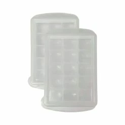 White Easily Pops Out 15-Compartments Ice Cube Tray with Lid (2-Pack) by Unbranded