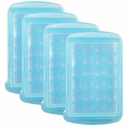 Blue Easily Pops Out 24-Compartments Ice Cube Tray with Lid (4-Pack) by Unbranded