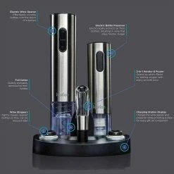 Electric Wine Opener, 7-Piece Wine Gift Set, Electric Bottle Opener by Ivation -Bar Accessories Sales ivation cocktail sets ivawineset05 4f 1000