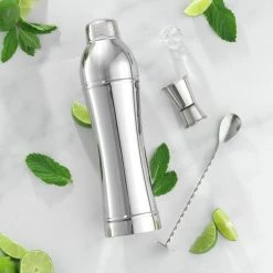 24 oz. Silver Stainless Steel 3-Piece Cocktail Shaker & Drink Mixer Set by JoyJolt -Bar Accessories Sales joyjolt cocktail shakers ja10103 44 1000