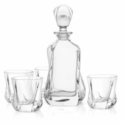 25 oz. Aurora Crystal Whiskey Decanter with 8 oz. Whiskey Glasses by JoyJolt