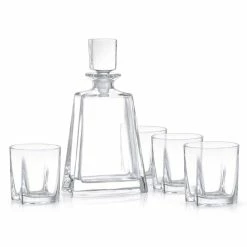 23 oz. Luna Crystal Whiskey Decanter with 10.5 oz. Whiskey Glasses by JoyJolt