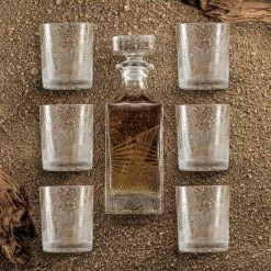 Gatsby Art Deco 7-Piece Glass Whiskey Decanter 27 oz. with stopper & Double Old Fashion 10 oz. Glasses Set by JoyJolt -Bar Accessories Sales joyjolt decanters jga10243 44 1000