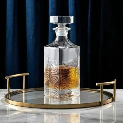 Gatsby Art Deco 7-Piece Glass Whiskey Decanter 27 oz. with stopper & Double Old Fashion 10 oz. Glasses Set by JoyJolt -Bar Accessories Sales joyjolt decanters jga10243 4f 1000